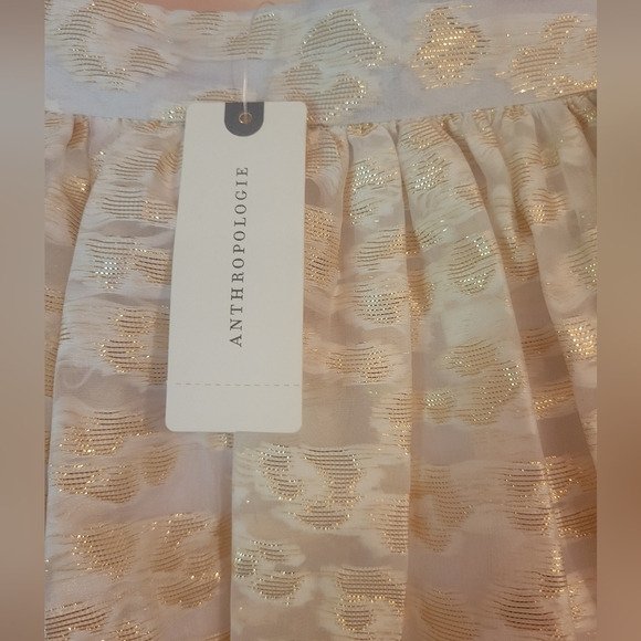 Anthropologie Burnout Shimmer Maxi Skirt, White & Gold, Side Zipper, NWT, Small - Picture 12 of 16